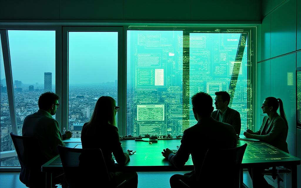 Consultants technologiques travaillant sur une architecture logicielle complexe à Paris